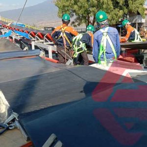 proses penyambungan belt conveyor dengan metode hot splicing